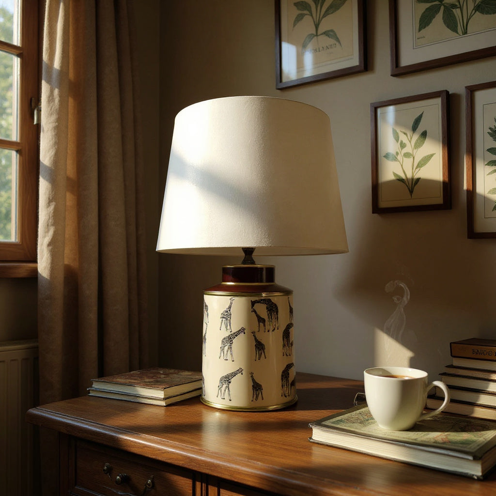 MSL 33cm Traditional Ceramic Table Lamp Base and Shade with Inline Rocker Switch, Double Insulated