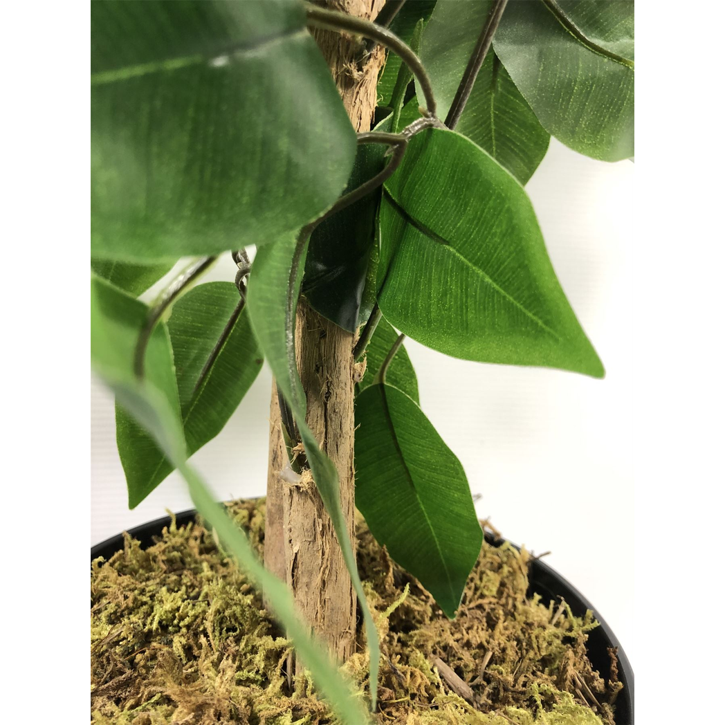 Leaf 120cm Artificial Ficus Tree with Natural Trunk and Wired Stems in Plastic Pot