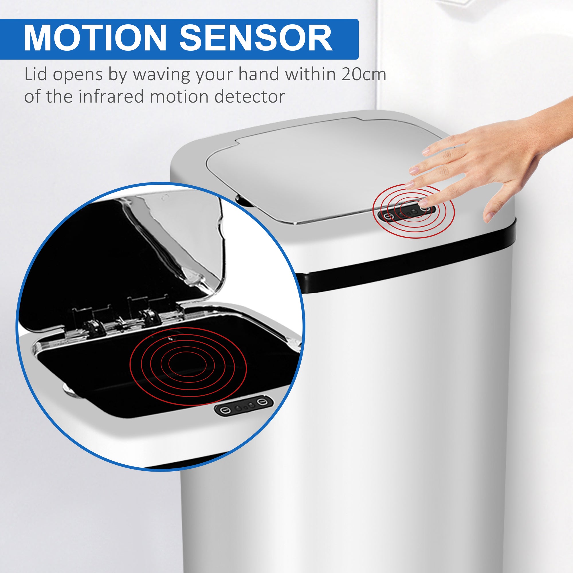 HOMCOM 50L Motion Sensor Rubbish Bin Silver/Black