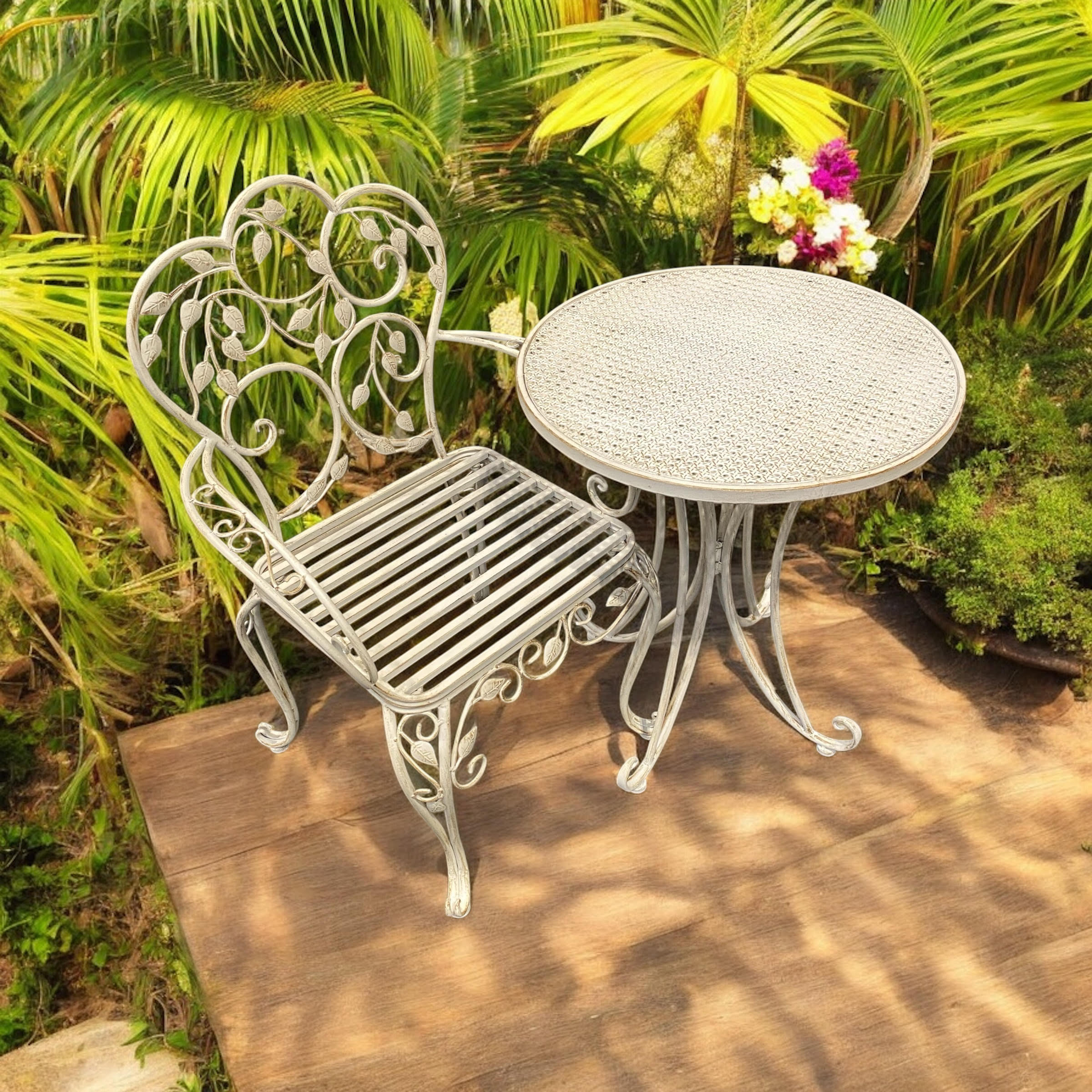MSL Metal Bistro Set with Table and 2 Chairs