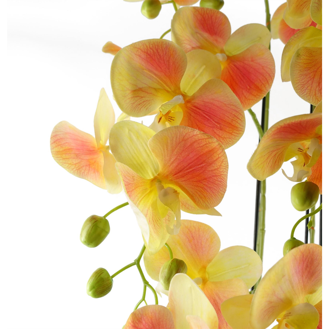 110cm Large Yellow Peach Artificial Orchid Plant with 41 Real Touch Flowers
