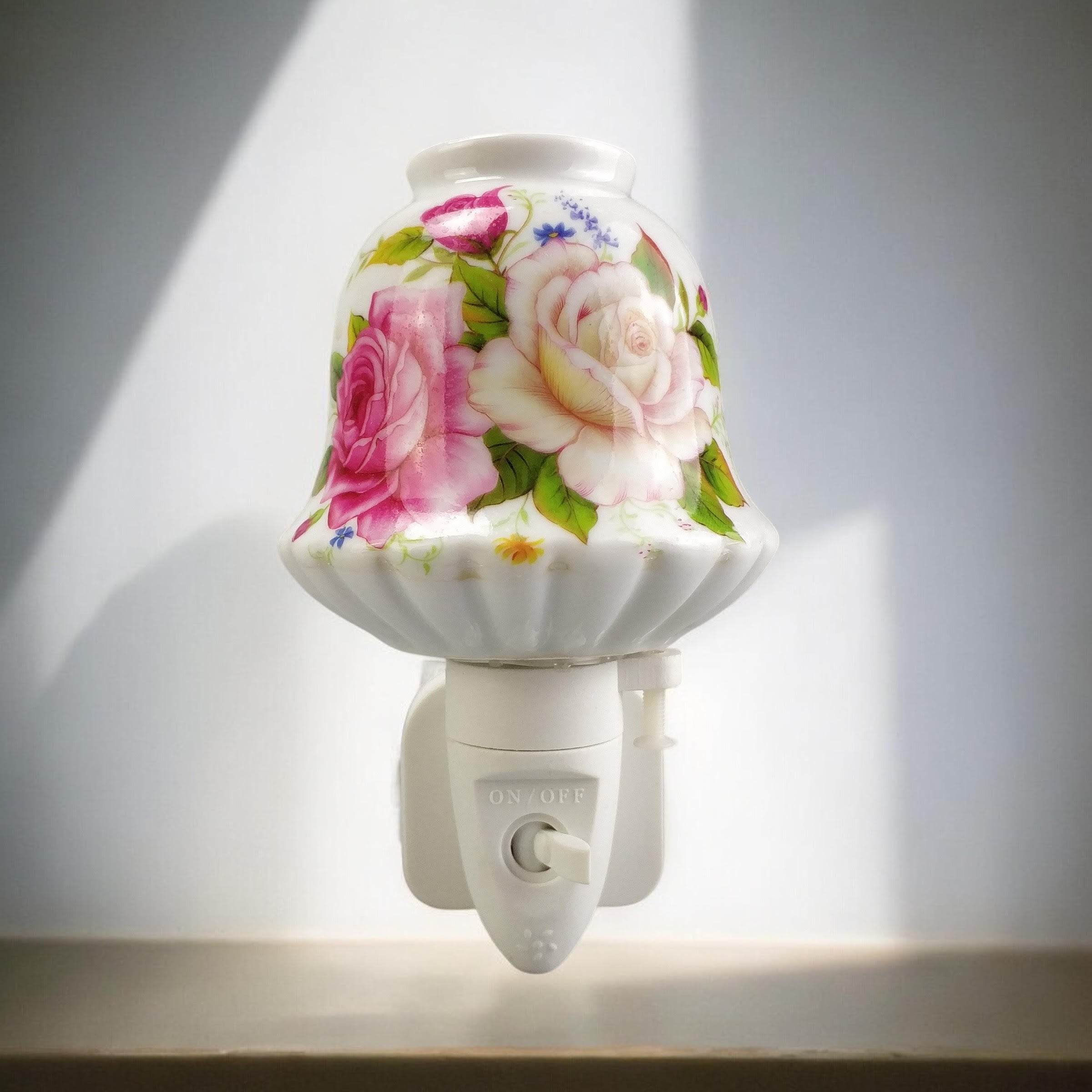 8 Inch Floral LED Nightlight with Pink and White Flowers