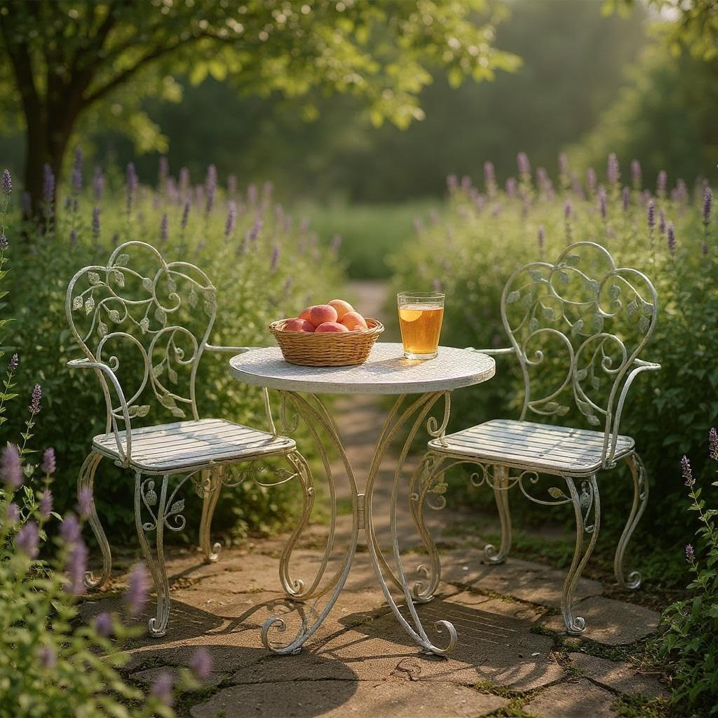 MSL Metal Bistro Set with Table and 2 Chairs