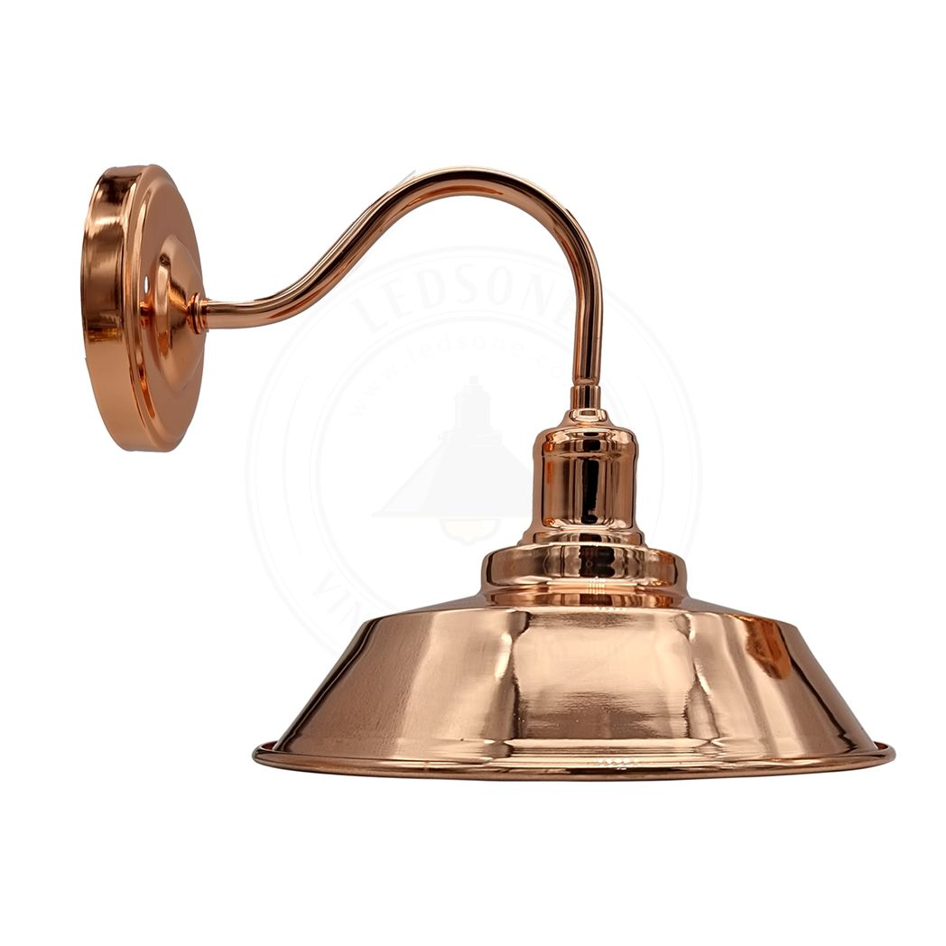 Vintage Retro Rose Gold Metal Wall Light, E27 Hardwired