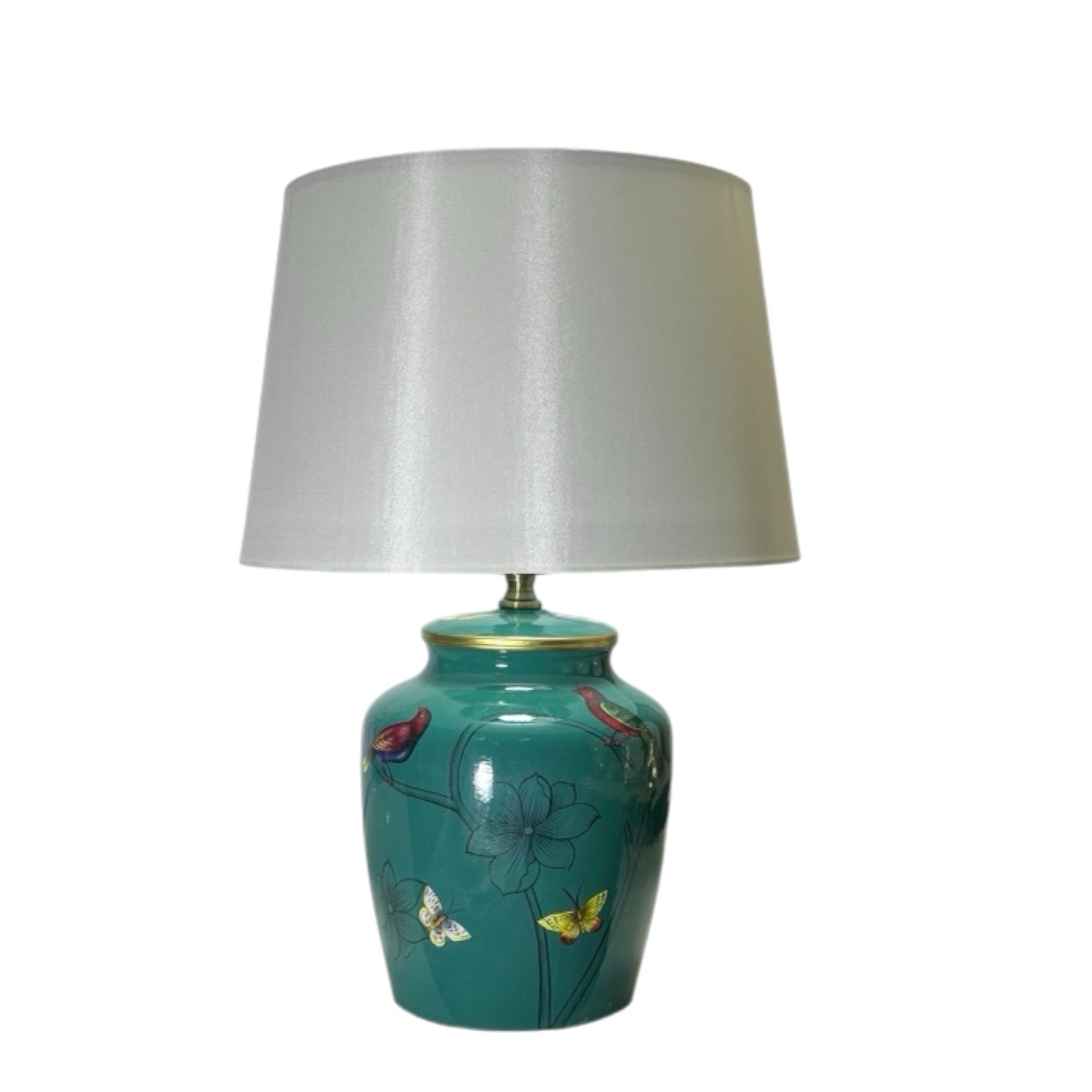 39cm Traditional Ceramic Table Lamp with Shade, Inline Rocker Switch