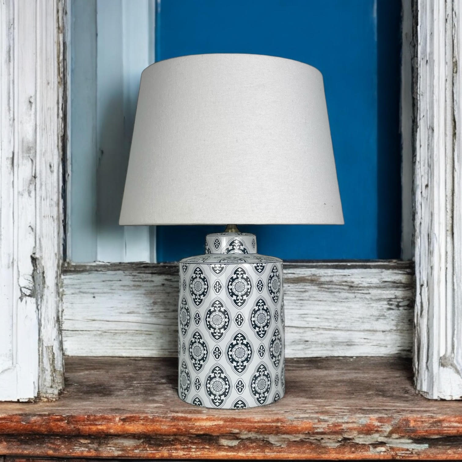 MSL Traditional Ceramic Table Lamp and Shade with Inline Rocker Switch, Double Insulated
