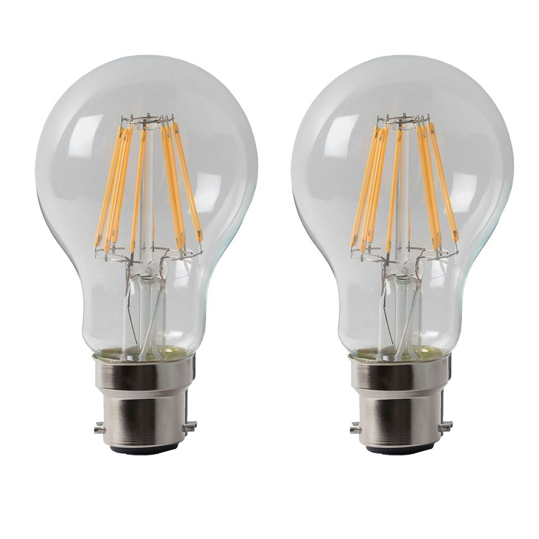 2 Pack A60 B22 Dimmable LED Filament Vintage Bulbs, 6000K Cool White