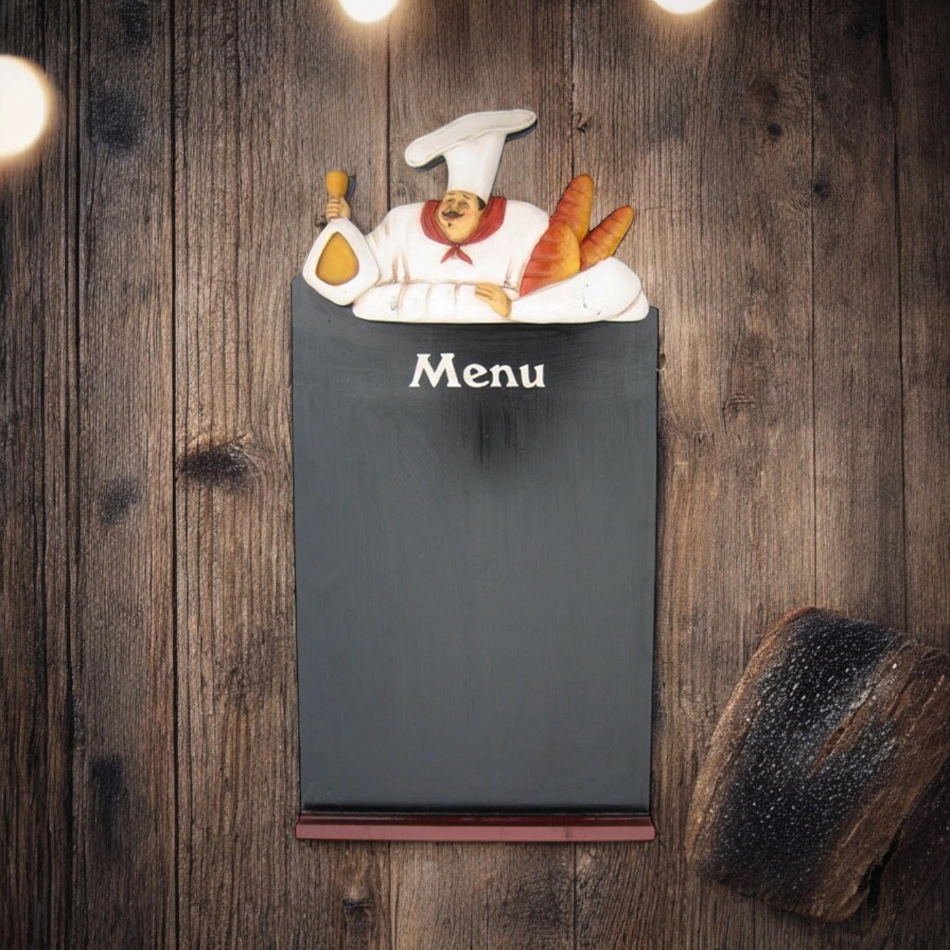 MSL 60 x 30 cm Chef Blackboard Menu Board with Hanging Hook, Easy to Wipe Clean
