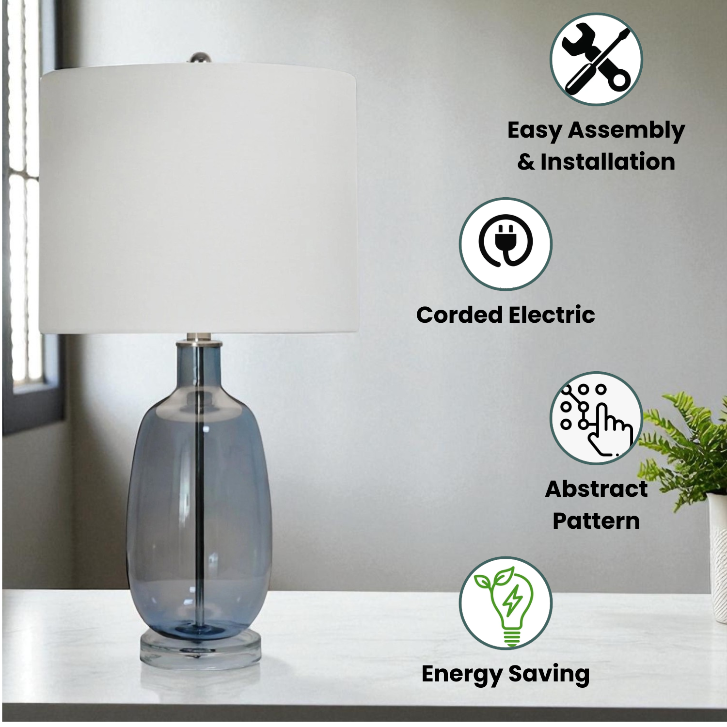 MSL 62cm Ceramic Table Lamp with Shade, Inline Rocker Switch, Double Insulated, Traditional Design