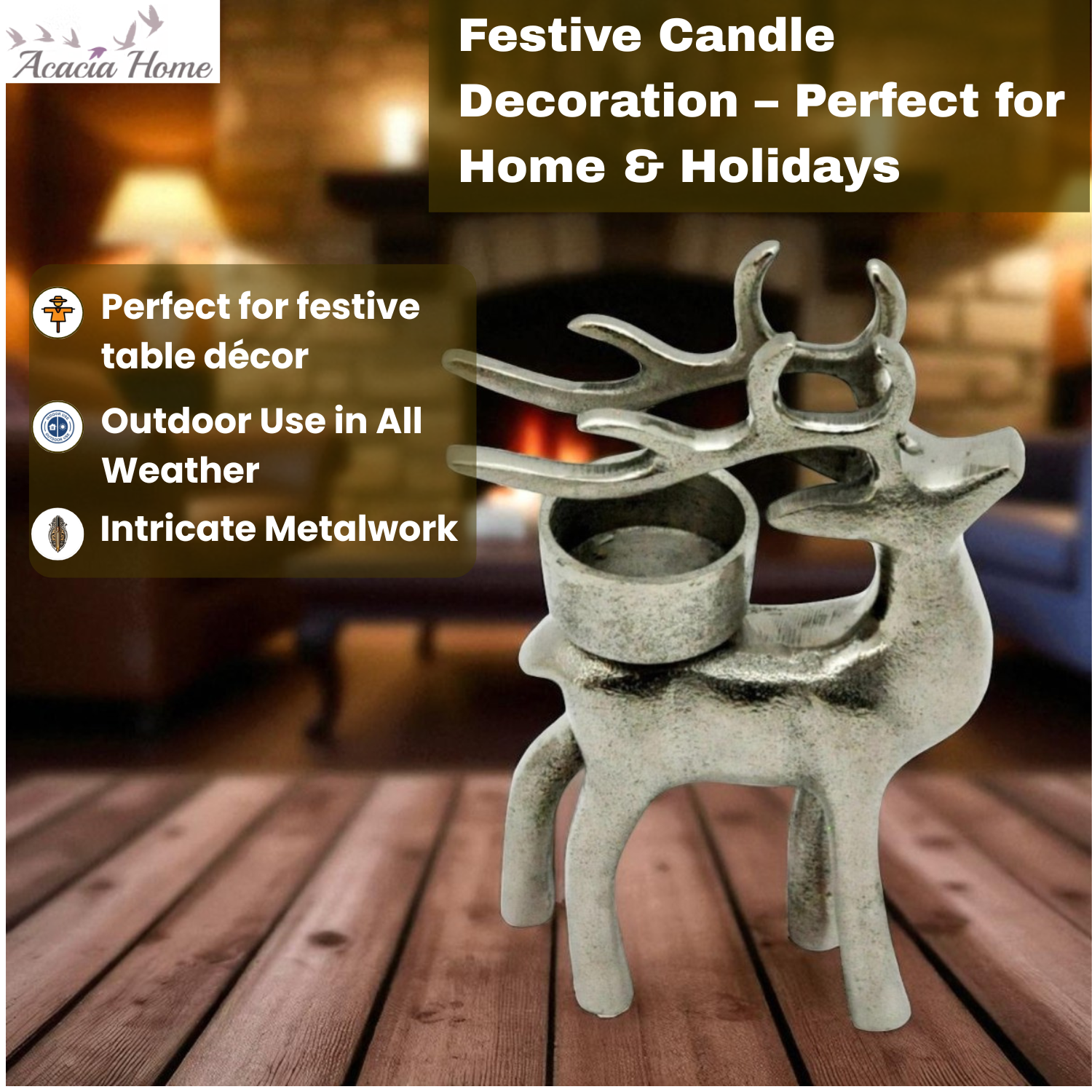 MSL 12.5cm Reindeer Candle Holder for Table Use