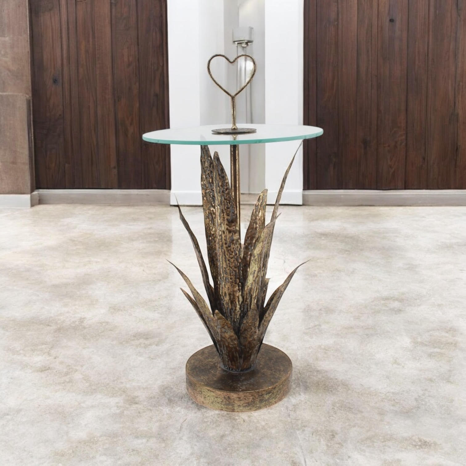 MSL 79cm Metal Table with Leaf Design