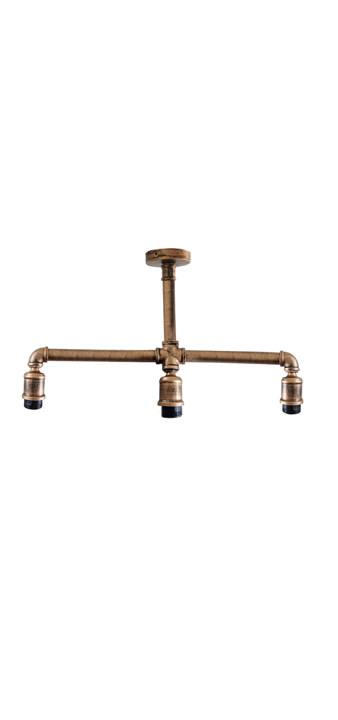 Brushed Copper 3 Head Loft Industrial Water Pipe Pendant Light E27 Lamp~1859