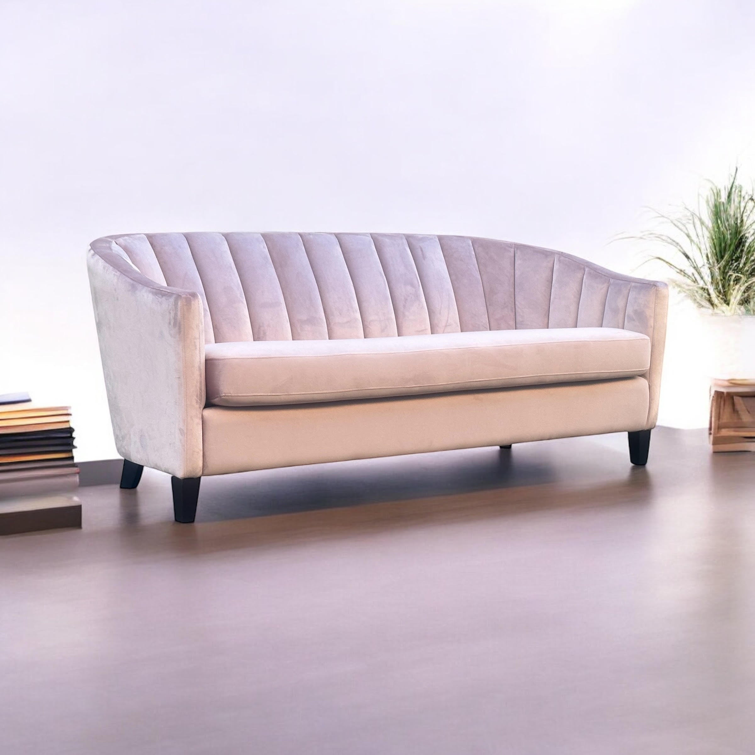 MSL 189cm 3 Seater Pink Velvet Sofa