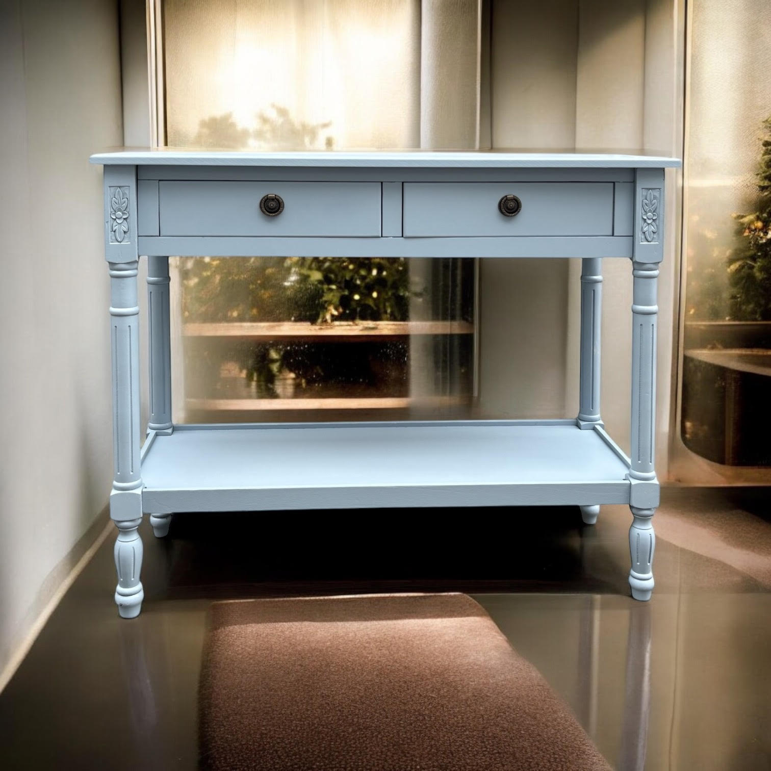 MSL 90cm 2 Drawer Side Table with Storage Drawer, Hand Finished Bedside Table
