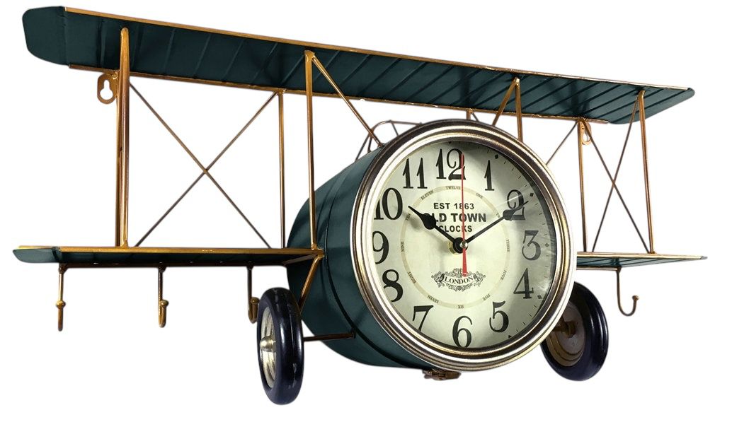 MSL 64cm Aeroplane Table Clock, Hand Finished, AA Battery Required