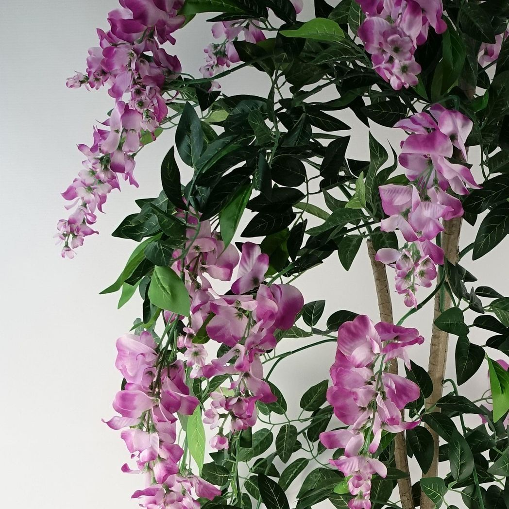 Leaf 150cm Artificial Light Pink Purple Wisteria Tree in Black Pot