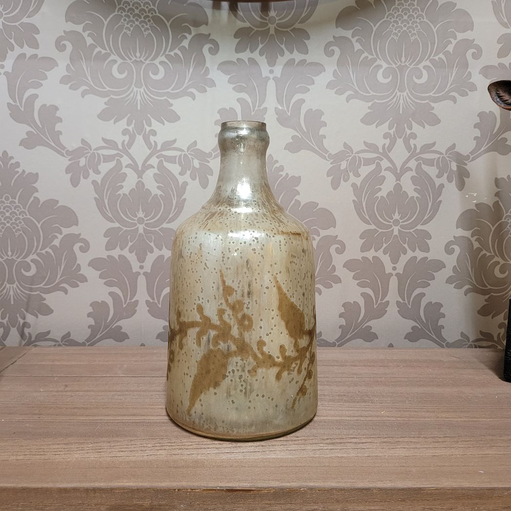 11 Inch Antique Silver Glass Decorative Vase