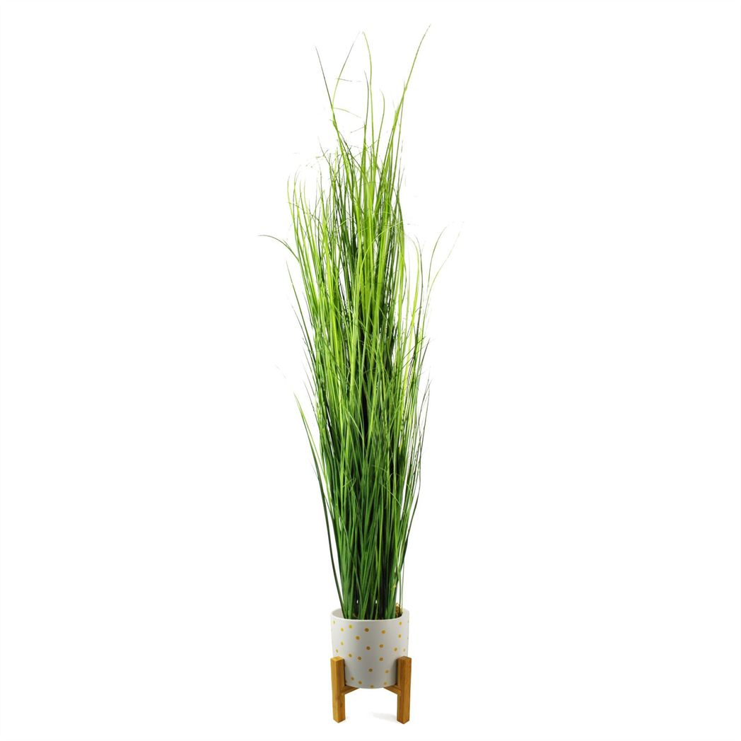 Leaf 130cm Artificial Onion Grass Plant in Plain Plastic Pot, Fully Assembled