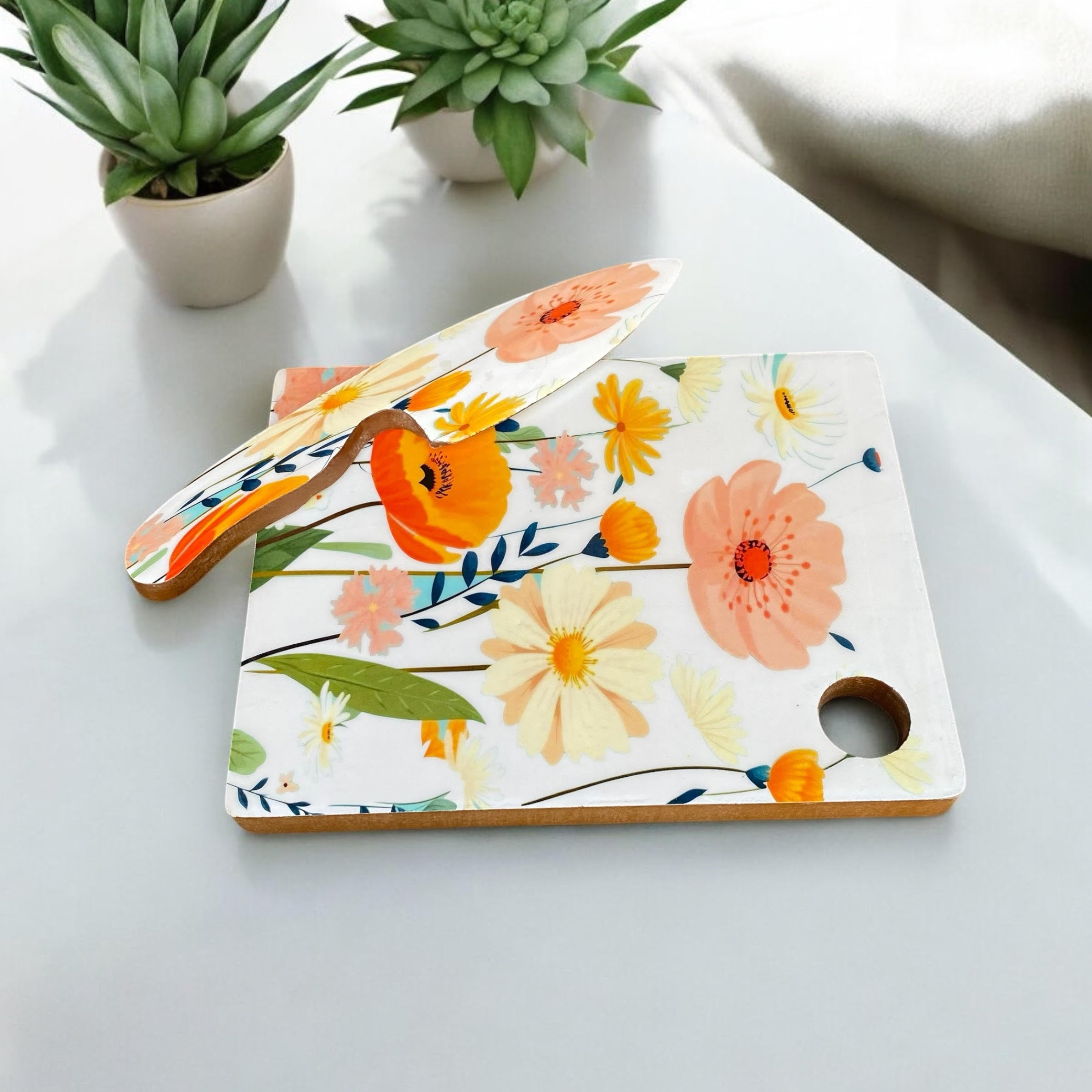 MSL 28cm MDF Chopping Board with Knife, Non-Slip Non-Stick Double-Sided Board