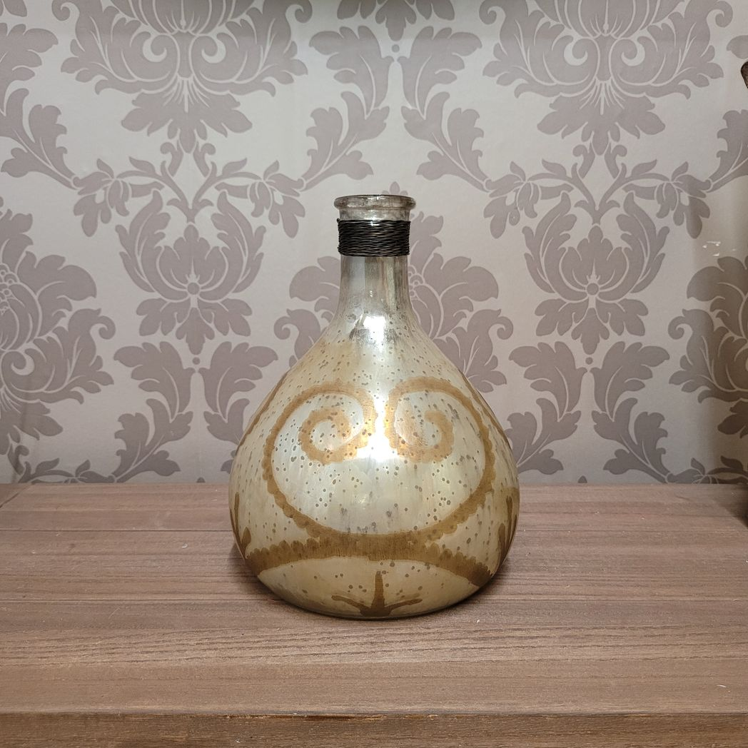 9 Antique Silver Glass Decorative Vase