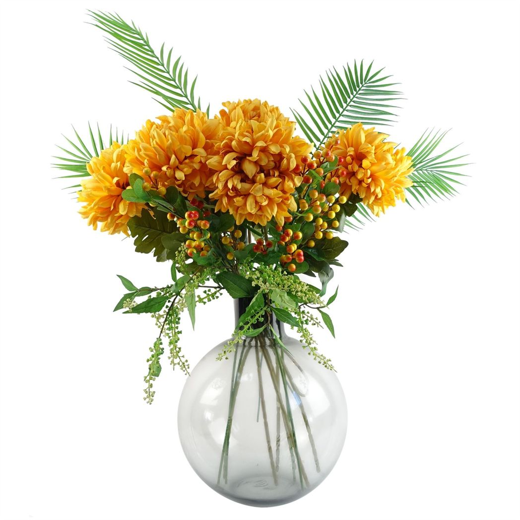 Leaf 40cm Grey Smoke Thick Glass Bottle Vase