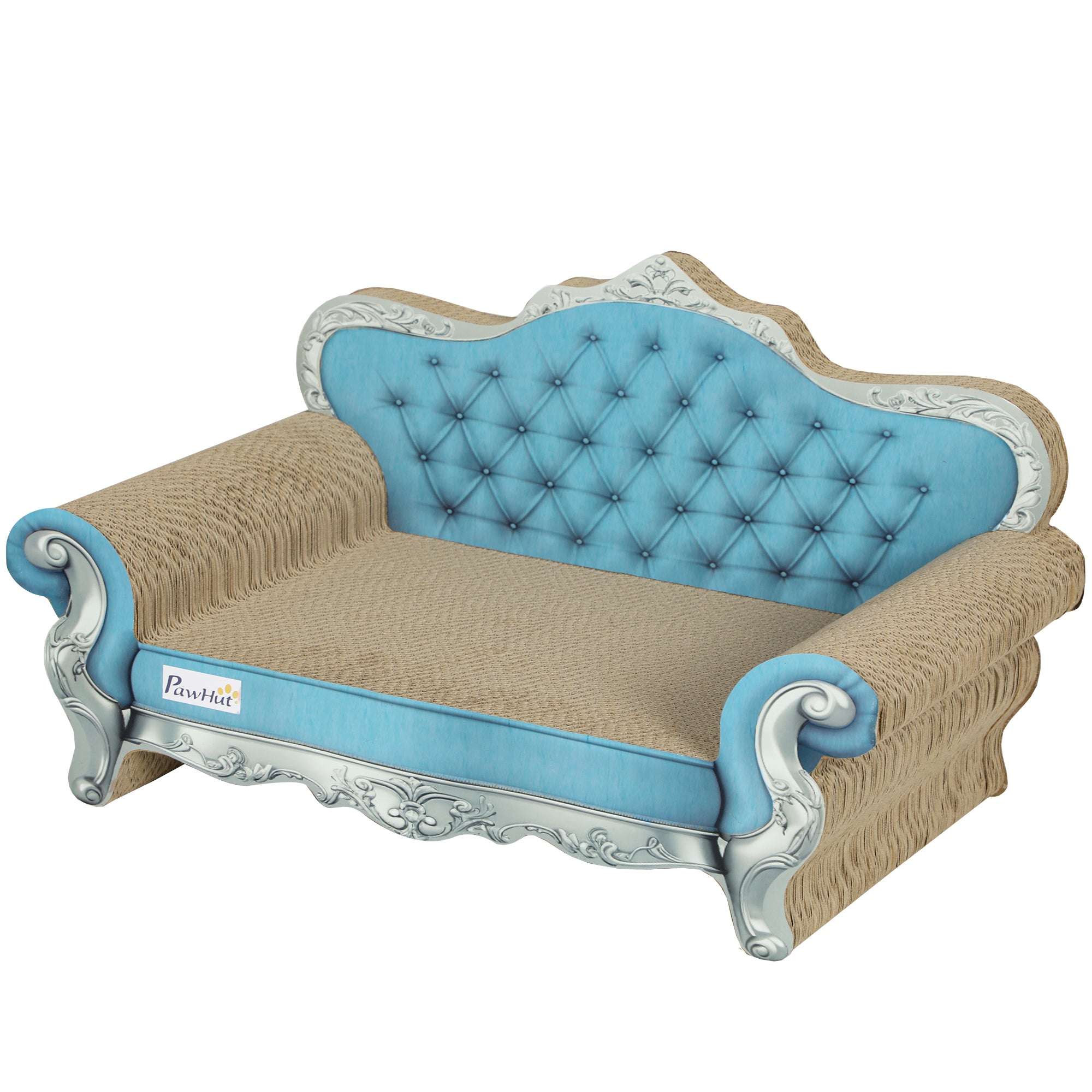 PawHut 2-in-1 Cardboard Cat Scratching Board and Sofa Bed with Catnip for Indoor Cats
