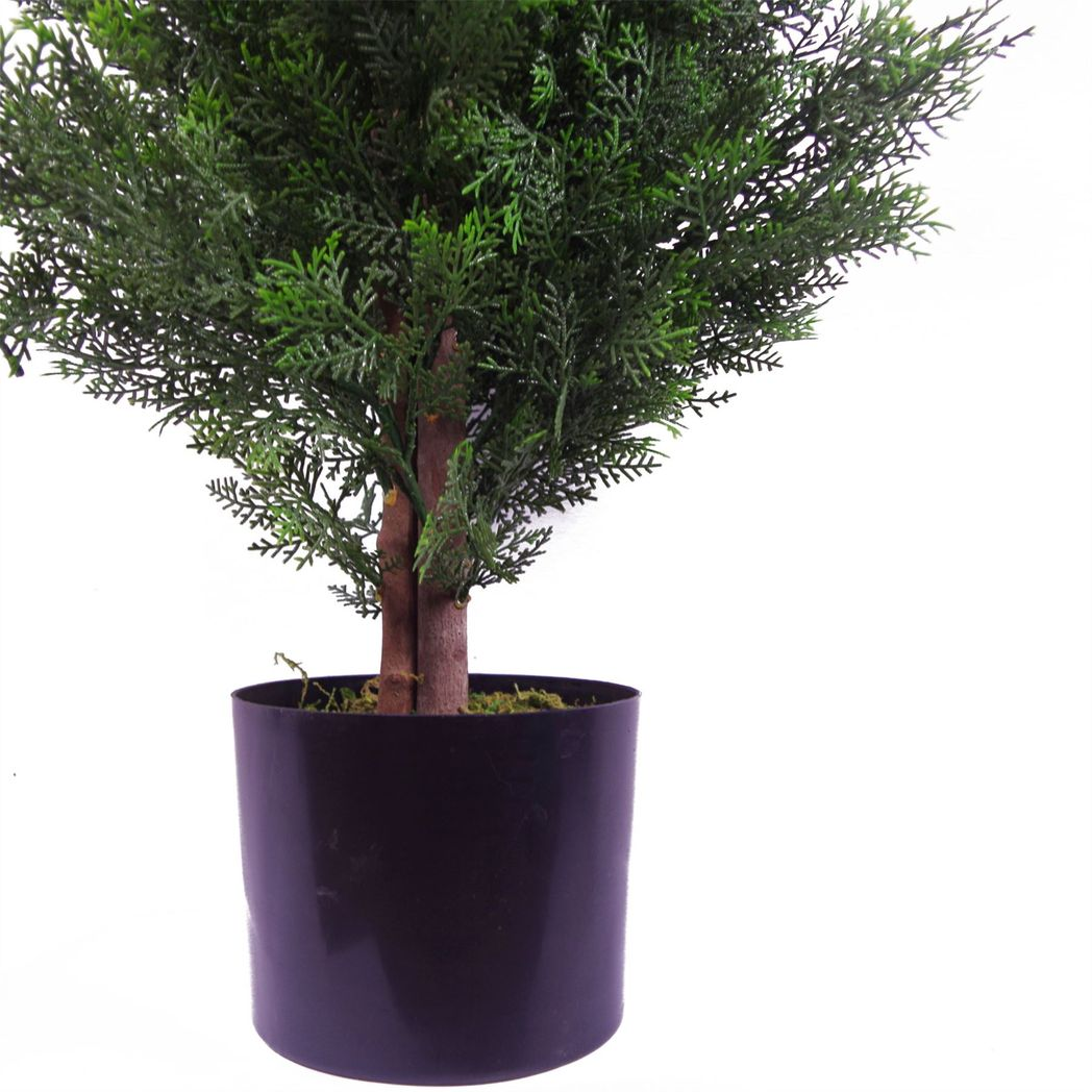 Leaf 120cm Artificial Cedar Topiary Tree with Realistic Foliage and Wood Trunk