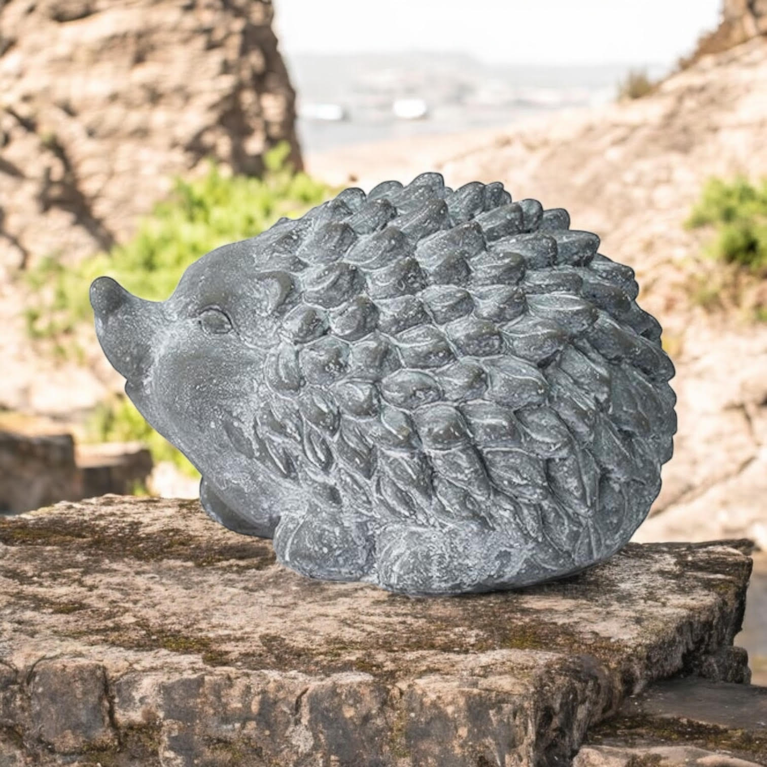 MSL 21cm Grey Cement Hedgehog Garden Ornament