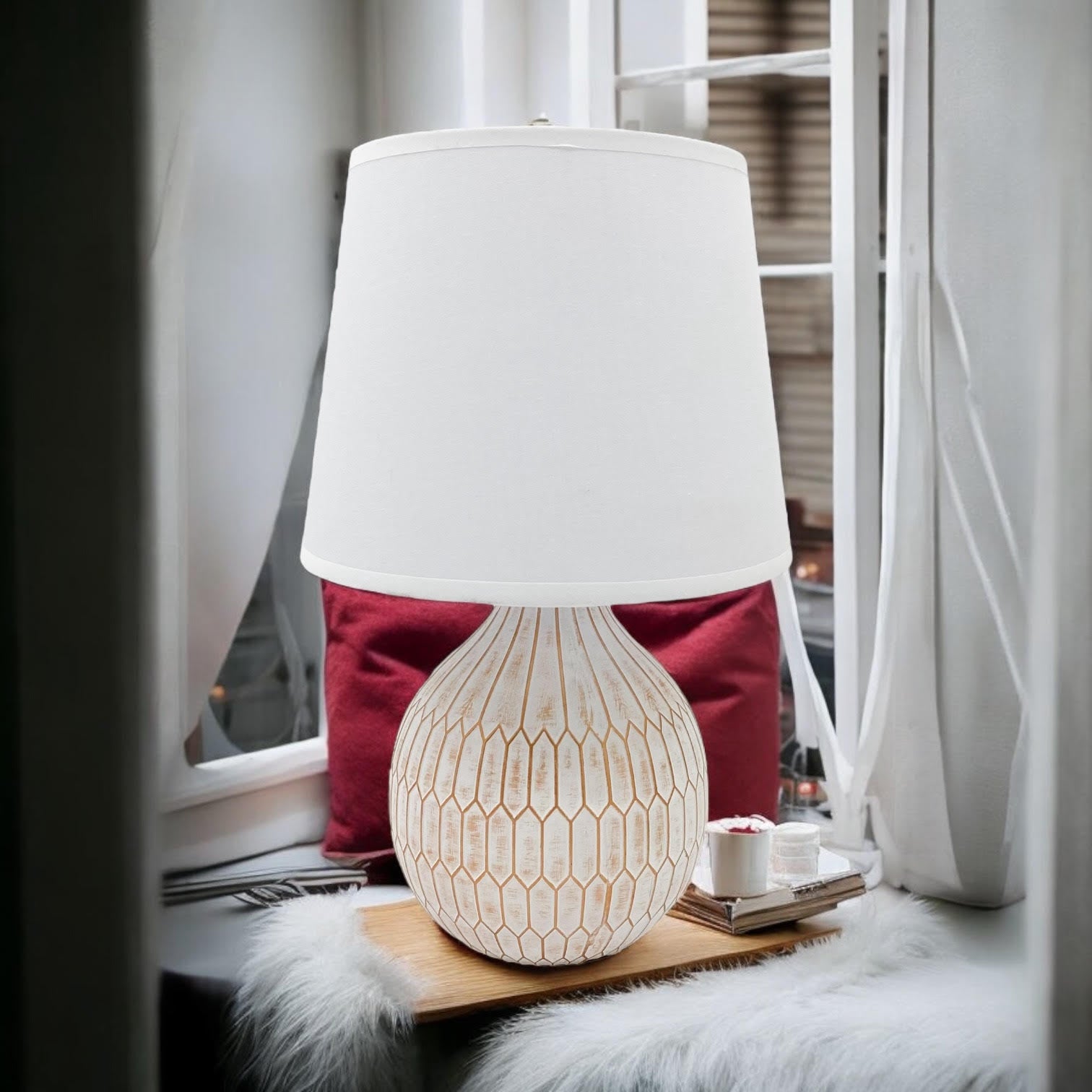 MSL Traditional Table Lamp 36 x 22 x 22 cm with 9 Inch Shade, Inline Rocker Switch, Double Insulated