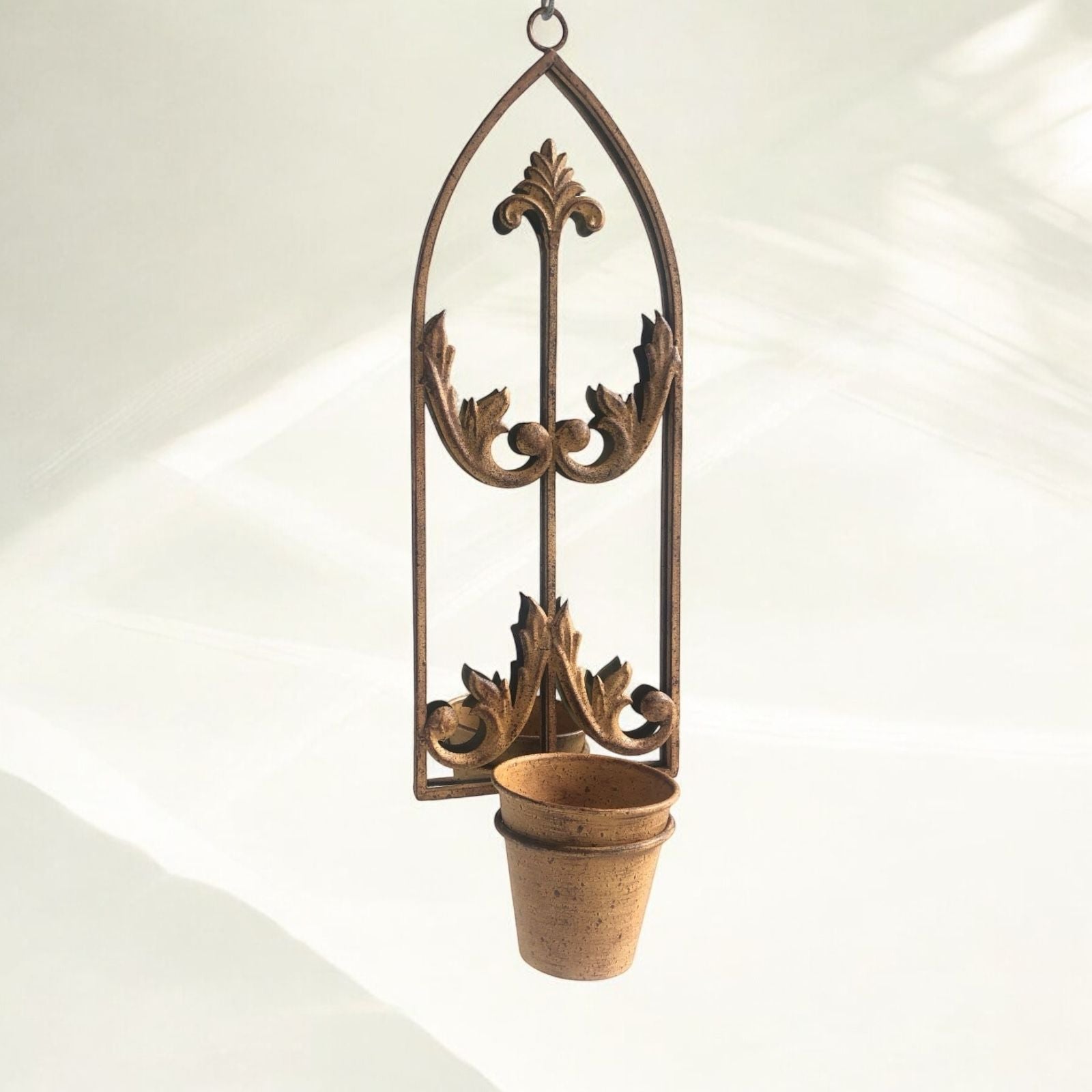 MSL 60cm Rusty Wall Mirror with Single Planter Pot