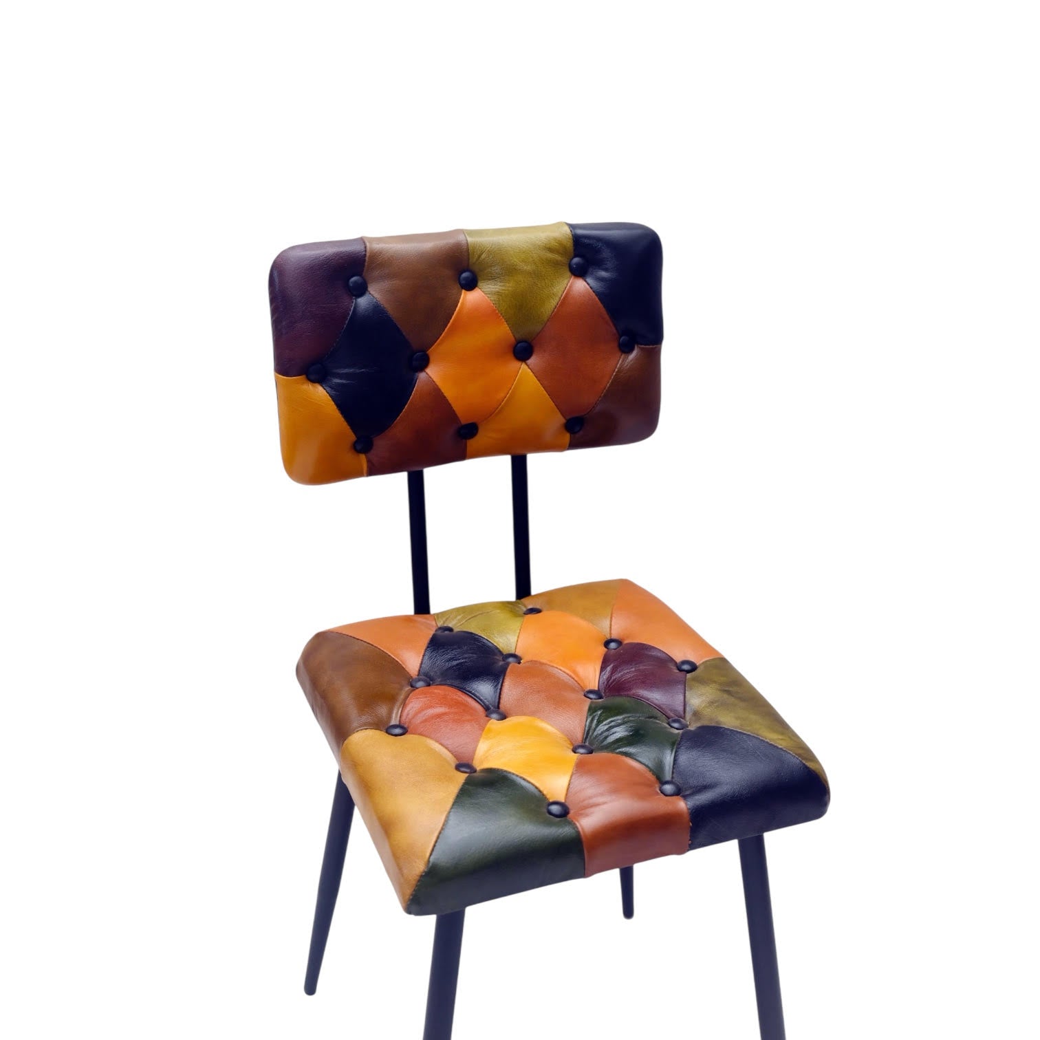 MSL 85cm Leather Chair with Harlequin Diamond Pattern