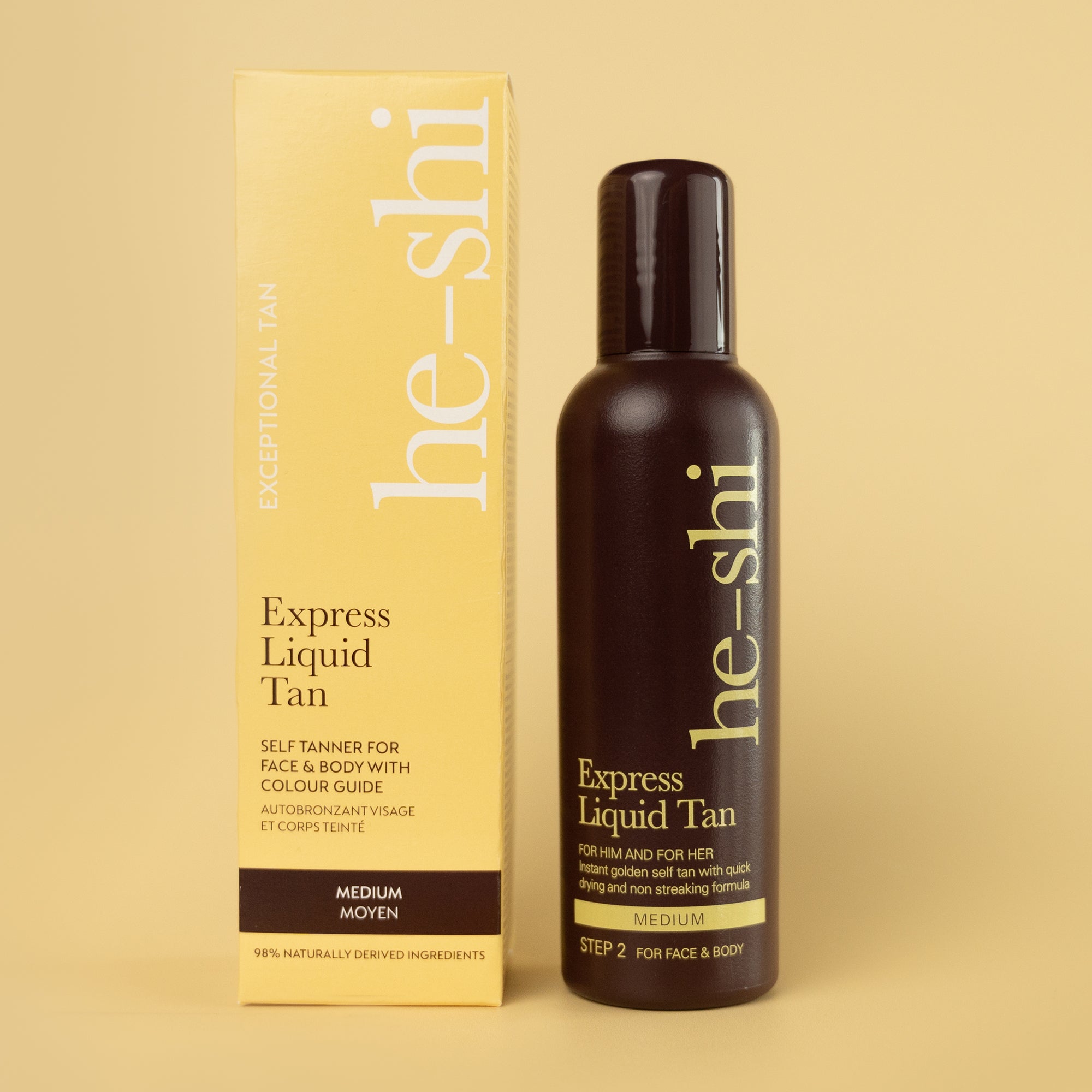 He-Shi Express Liquid Tan 150ml Medium Finish Self Tan for Face & Body