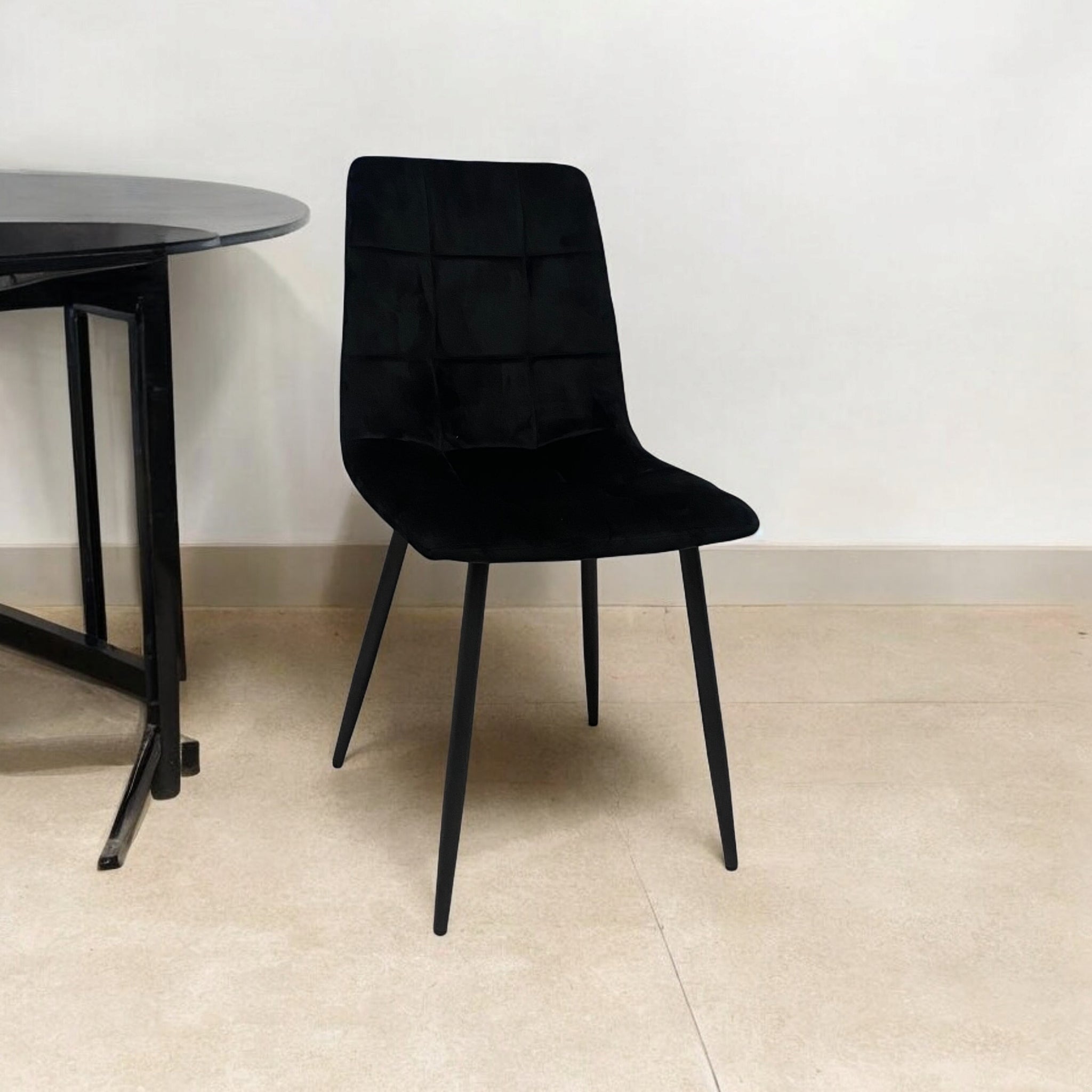 MSL Scandinavian Black Fabric Chair with Black Metal Eiffel-Style Legs