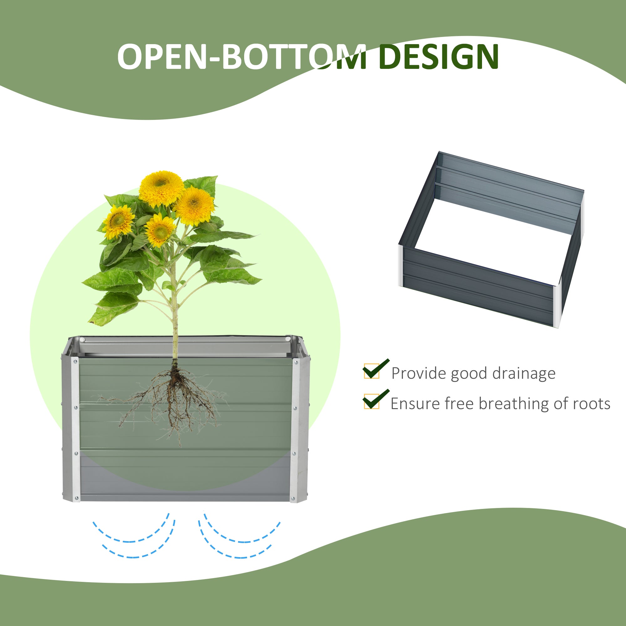 Outsunny Raised Garden Bed Elevated Planter Box with Gloves, Grey