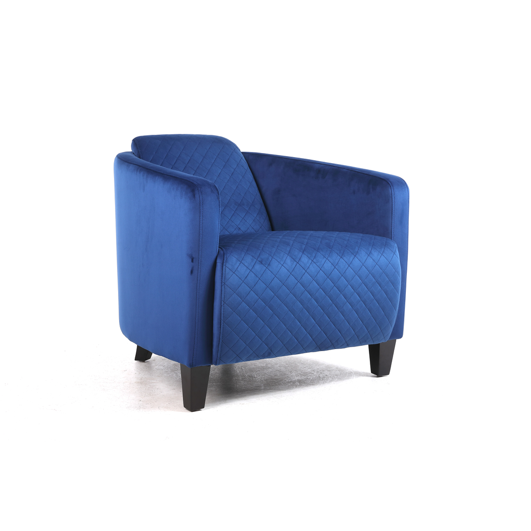 MSL 86cm Blue Velvet Armchair with Black Legs