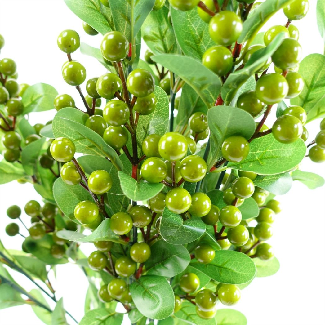 Leaf 70cm Artificial Green Berry Spray with Plastic Leaves