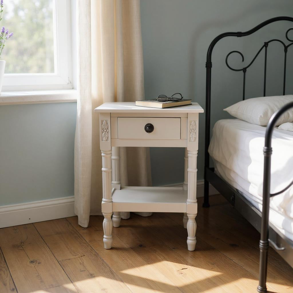 MSL 65cm Hand Finished 1 Drawer Side Table Bedside Table