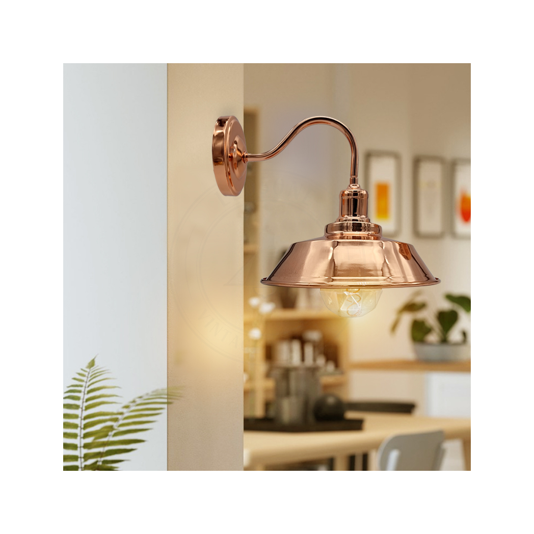 Vintage Retro Rose Gold Metal Wall Light, E27 Hardwired