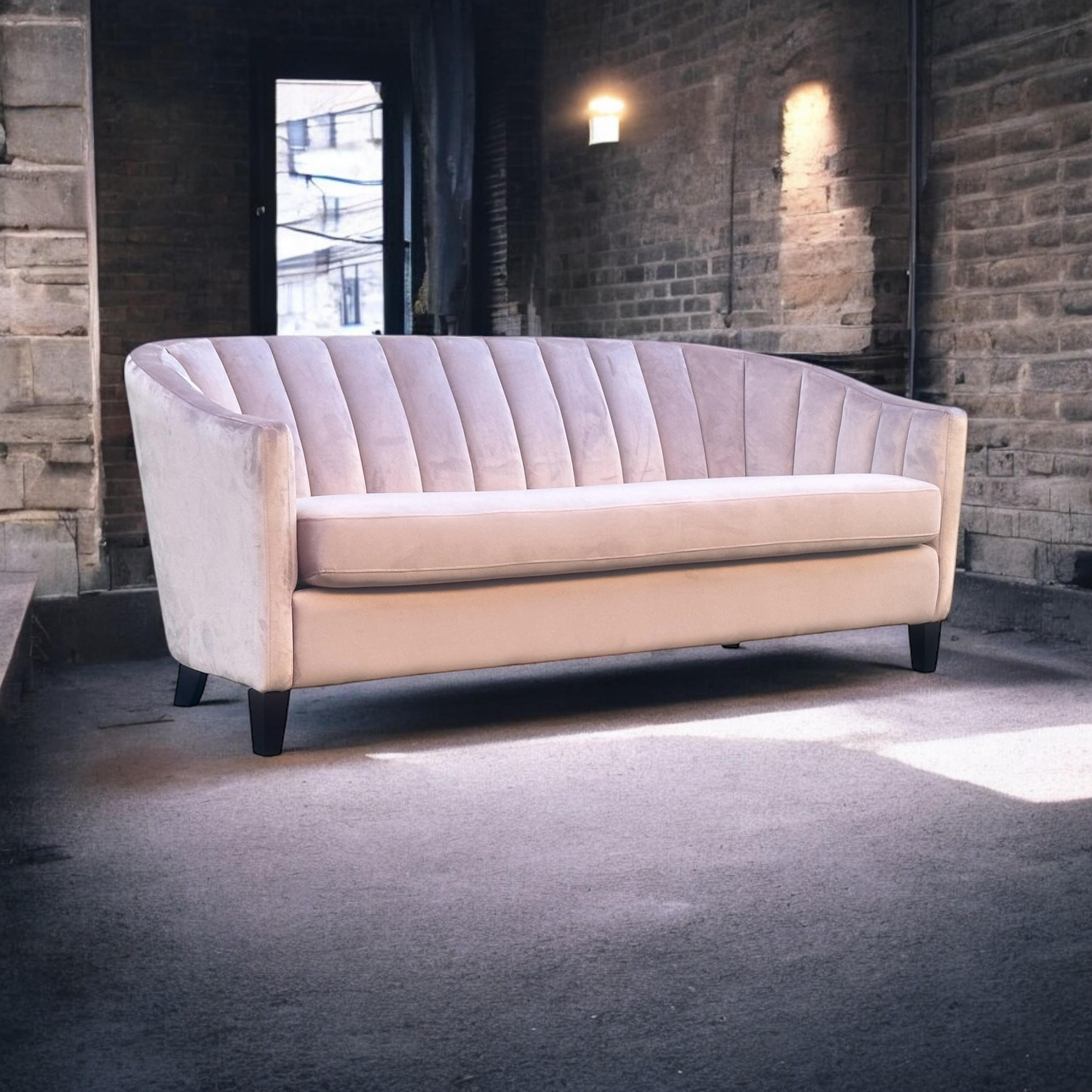 MSL 189cm 3 Seater Pink Velvet Sofa