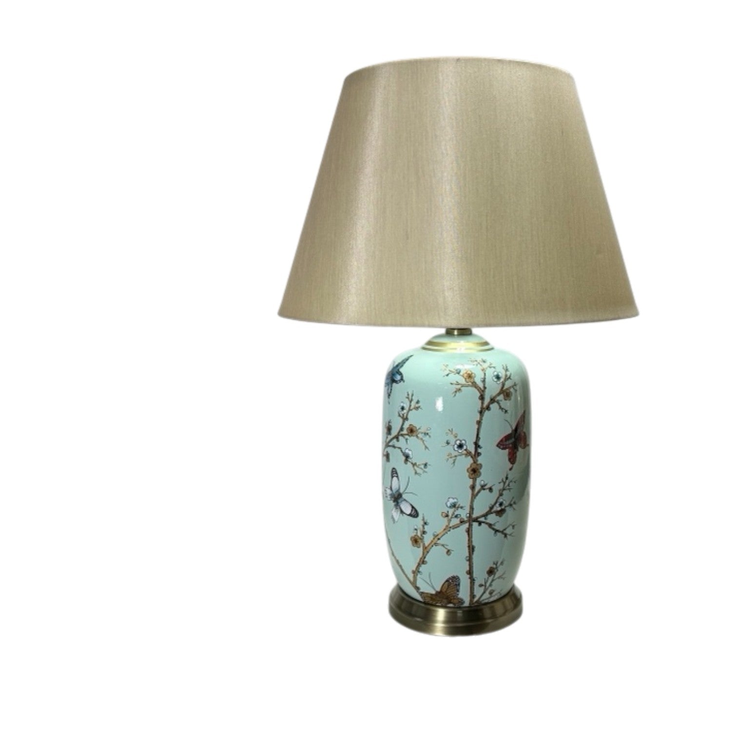 44cm Traditional Ceramic Table Lamp and Shade with Inline Rocker Switch, Double Insulated