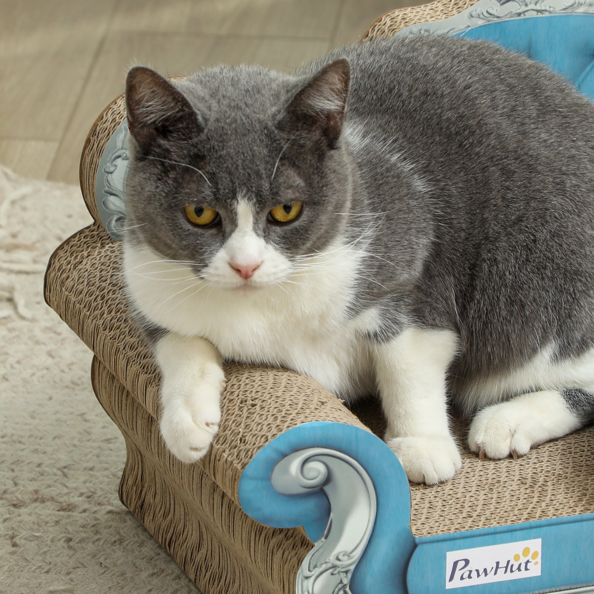 PawHut 2-in-1 Cardboard Cat Scratching Board and Sofa Bed with Catnip for Indoor Cats