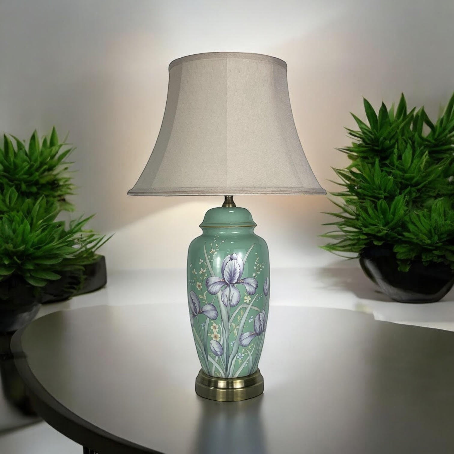 MSL 47cm Traditional Ceramic Table Lamp with Shade, Inline Rocker Switch, Double Insulated