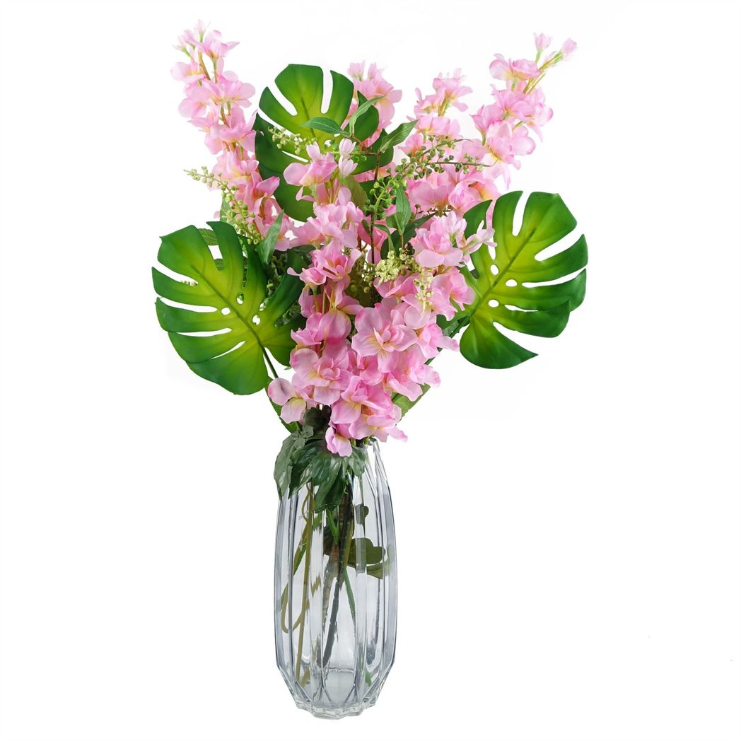 55cm Artificial Monstera Leaf Stem with Wired Shapable Stem