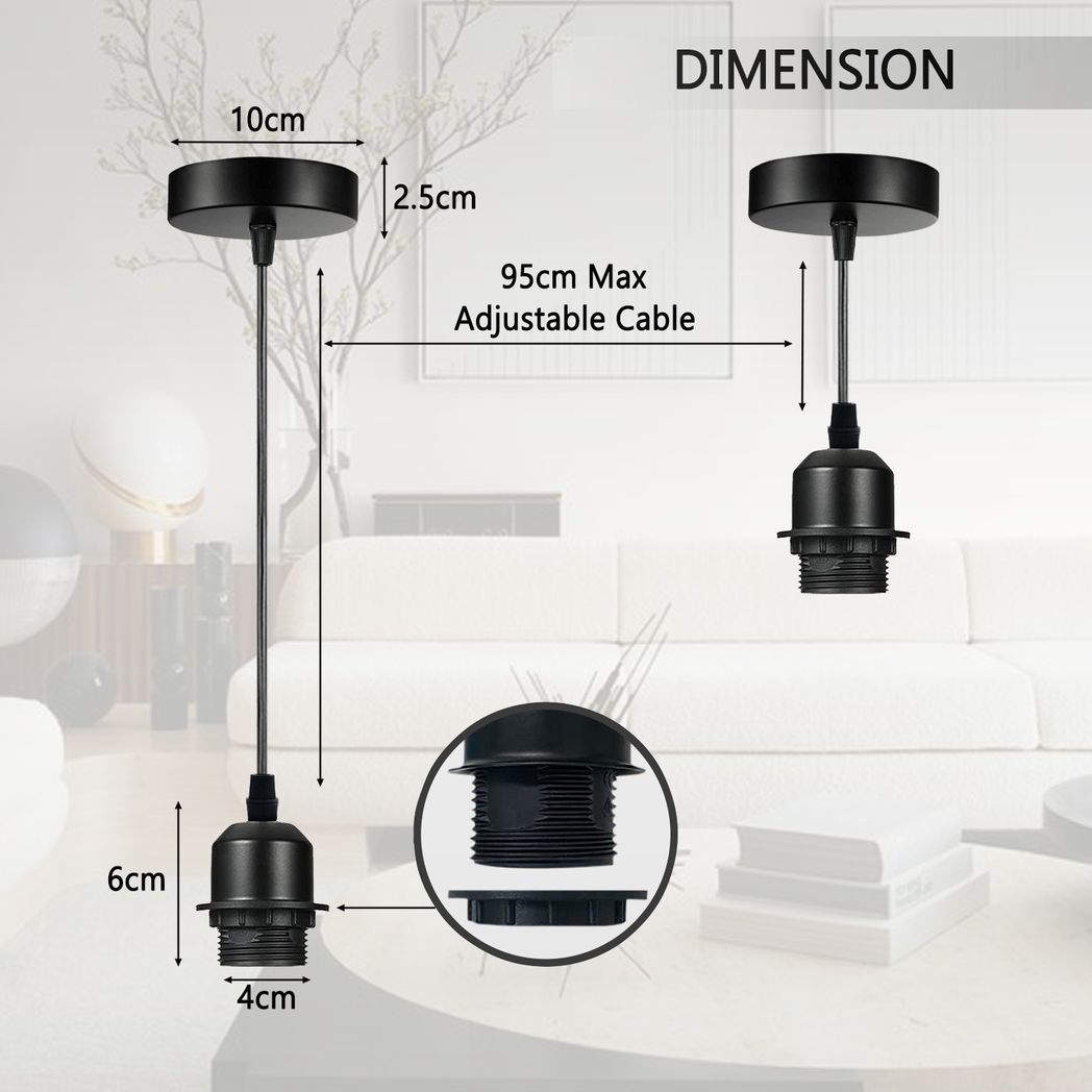 Industrial French Gold Pendant Light Fitting, Lampshade Addable E27 Lamp Holder UK Holder Fitting Set With PVC Cable.