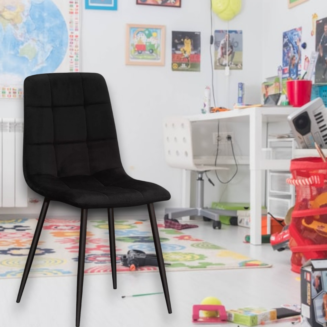 MSL Scandinavian Black Fabric Chair with Black Metal Eiffel-Style Legs