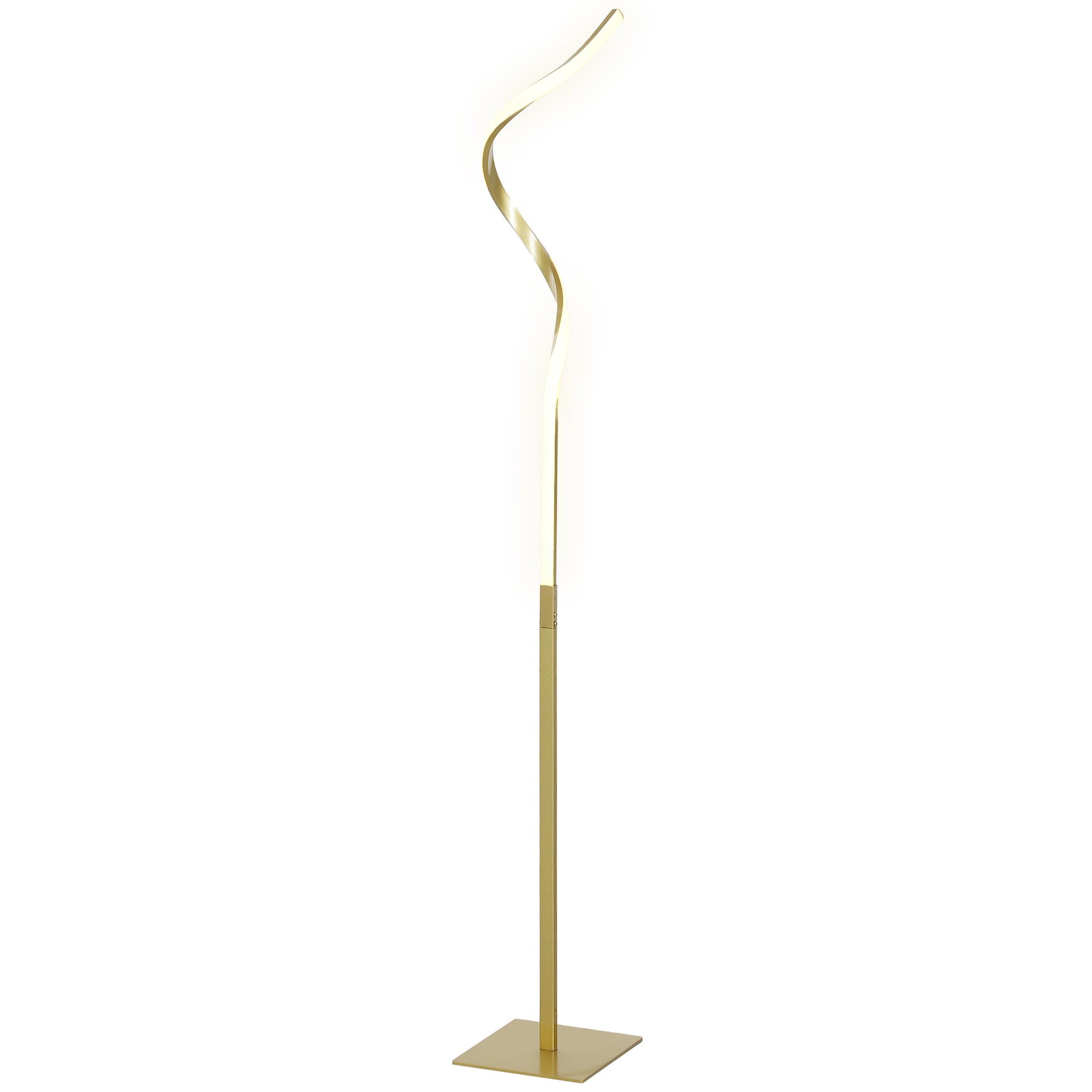 HOMCOM Spiral LED Floor Lamp with 3 Brightness Settings, Gold Tone