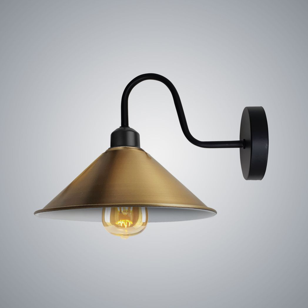 Vintage Black Brass Wall Sconce, E27 Base, Dimmable, Indoor