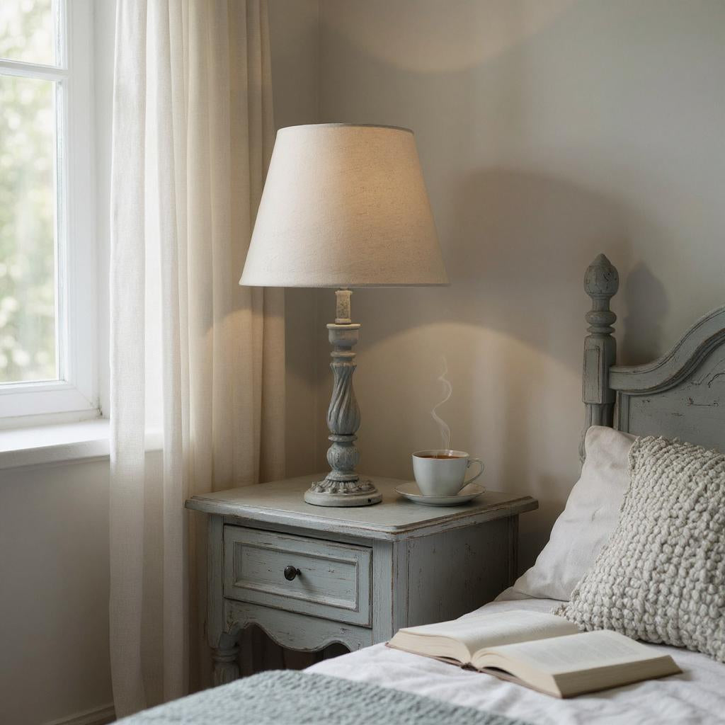 MSL 54cm Traditional Table Lamp with Linen Shade, In-Line Rocker Switch, Double Insulated