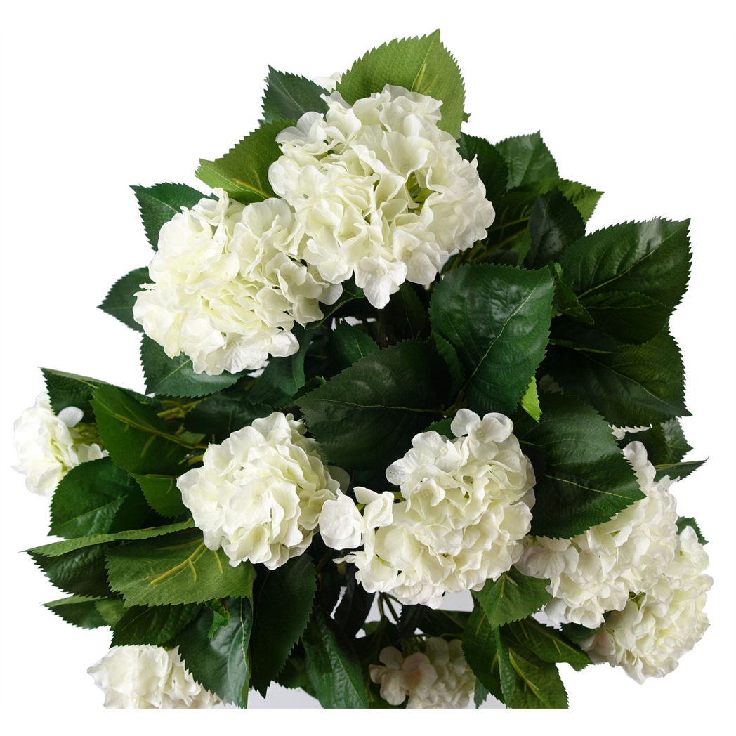 Leaf 75cm Artificial White Hydrangea Bush in Pot