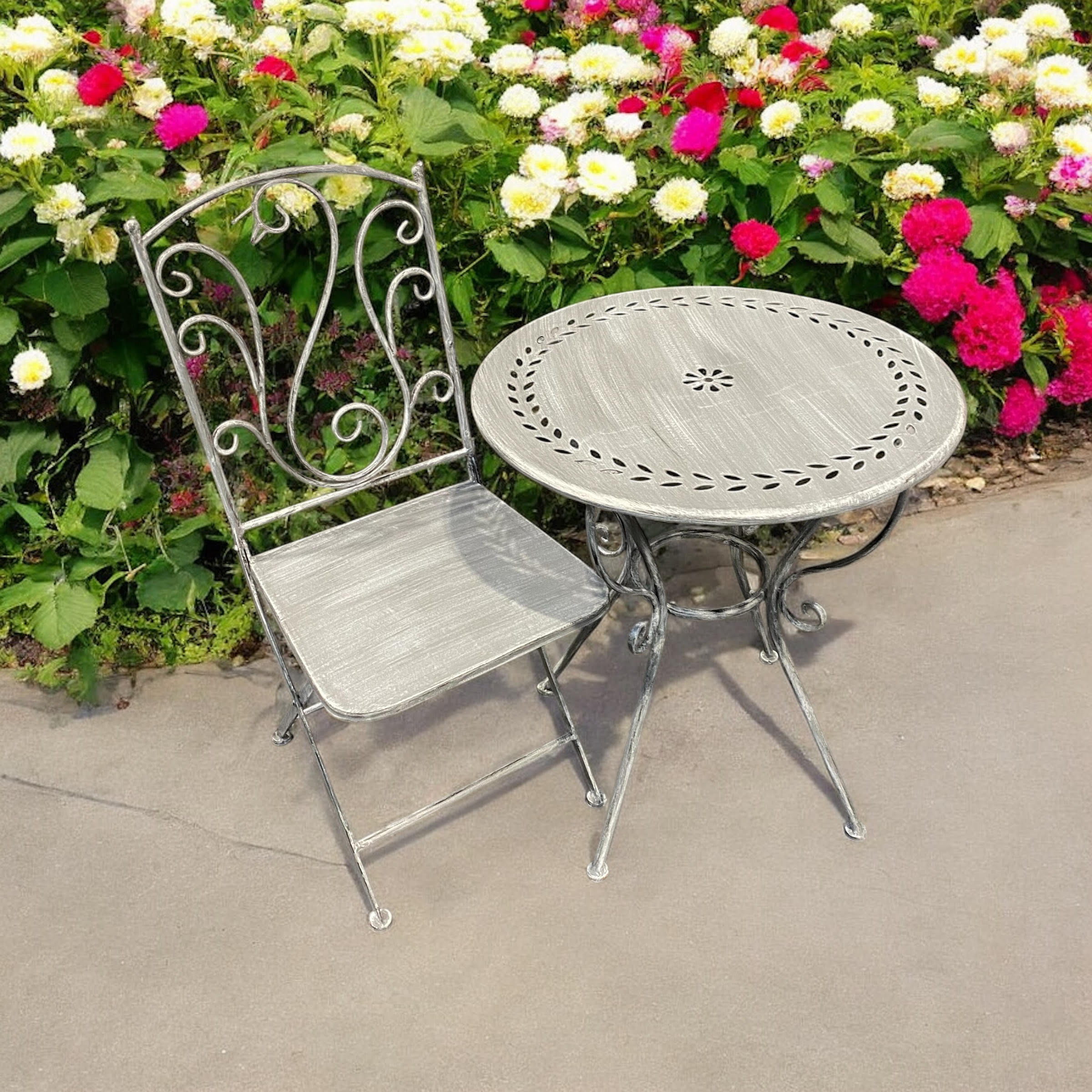 MSL Metal Bistro Set with Table and 2 Chairs